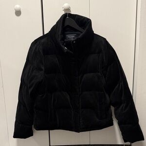 Abercrombie & Fitch Black Velour Puffer Jacket